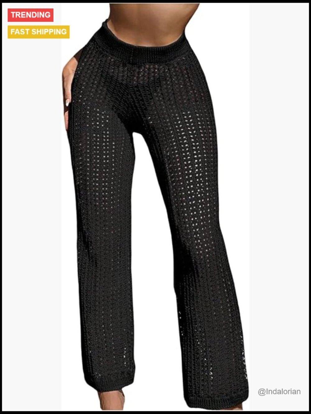 Crochet Hollow Out See Through Beach Pants Swimsuit Cover Up